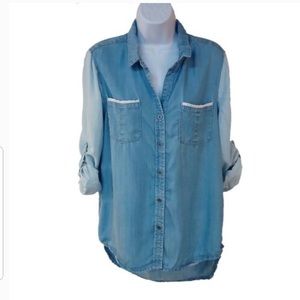 Colorblock Denim Blouse